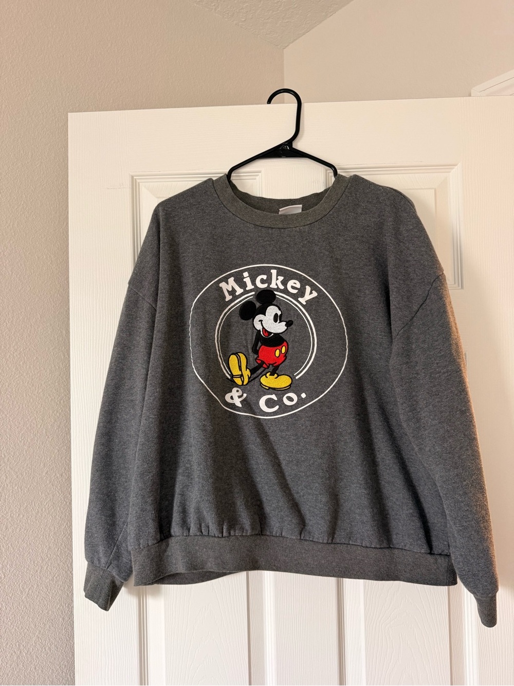Disney Gray Crewneck Sweatshirt with Mickey Graphic